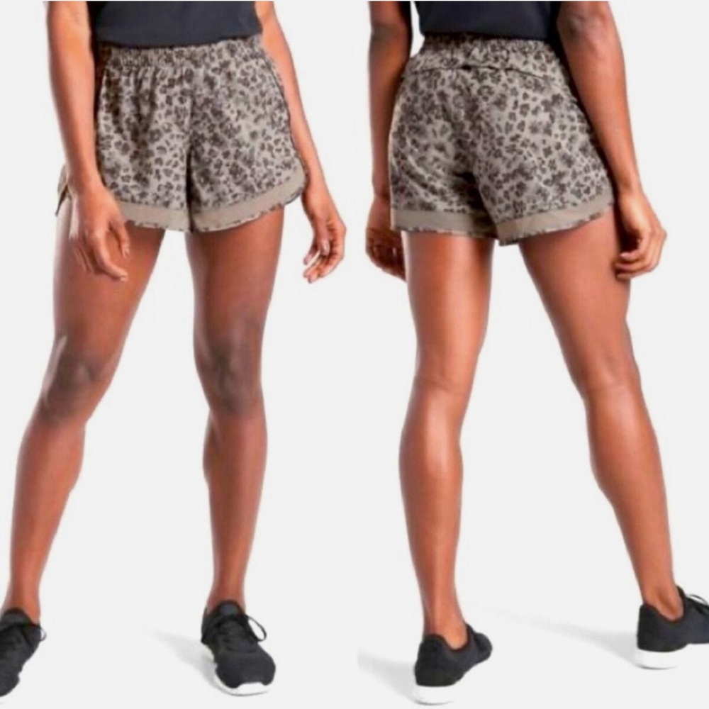 Athleta Black Gray Cheetah Print Mesh Shorts